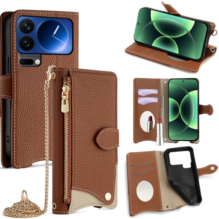 Crossbody Chain Fishtail Litchi Leather Phone Case, For Xiaomi 17 Pro Max, For Xiaomi 17 Pro, For Xiaomi 17, For Xiaomi Civi 5 Pro, For Xiaomi 15 Ultra, For Xiaomi 14