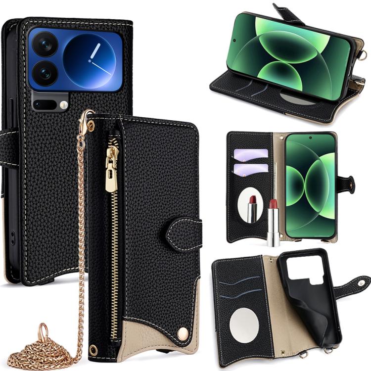 Crossbody Chain Fishtail Litchi Leather Phone Case, For Xiaomi 17 Pro Max, For Xiaomi 17 Pro, For Xiaomi 17, For Xiaomi Civi 5 Pro, For Xiaomi 15 Ultra, For Xiaomi 14