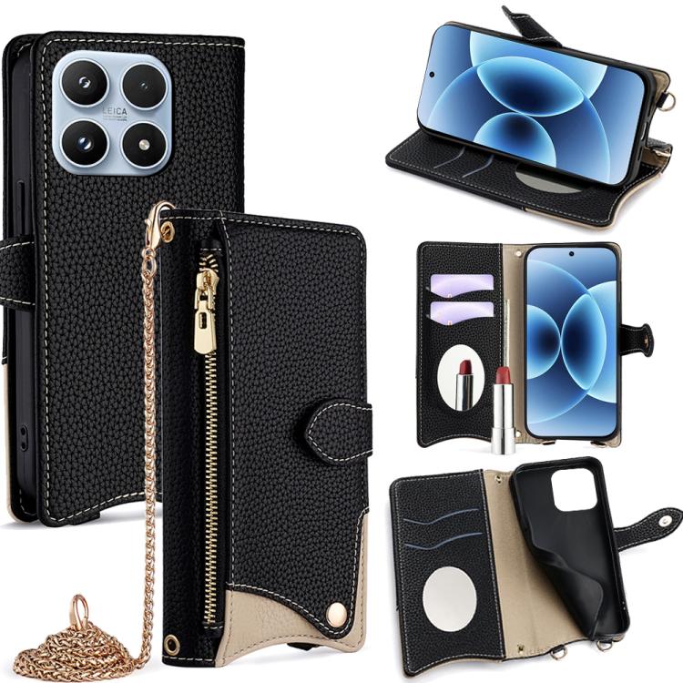 Crossbody Chain Fishtail Litchi Leather Phone Case, For Xiaomi 17 Pro Max, For Xiaomi 17 Pro, For Xiaomi 17, For Xiaomi Civi 5 Pro, For Xiaomi 15 Ultra, For Xiaomi 14