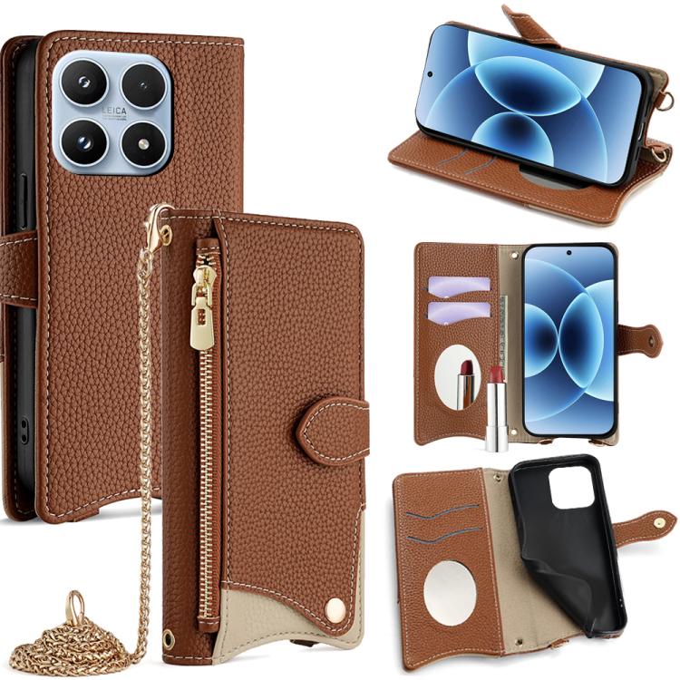 Crossbody Chain Fishtail Litchi Leather Phone Case, For Xiaomi 17 Pro Max, For Xiaomi 17 Pro, For Xiaomi 17, For Xiaomi Civi 5 Pro, For Xiaomi 15 Ultra, For Xiaomi 14