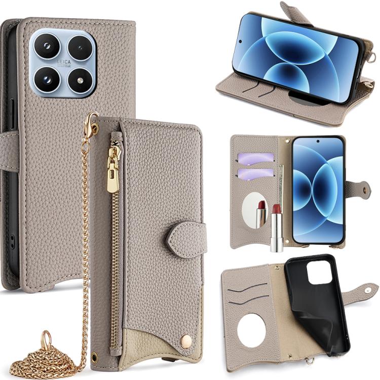 Crossbody Chain Fishtail Litchi Leather Phone Case, For Xiaomi 17 Pro Max, For Xiaomi 17 Pro, For Xiaomi 17, For Xiaomi Civi 5 Pro, For Xiaomi 15 Ultra, For Xiaomi 14