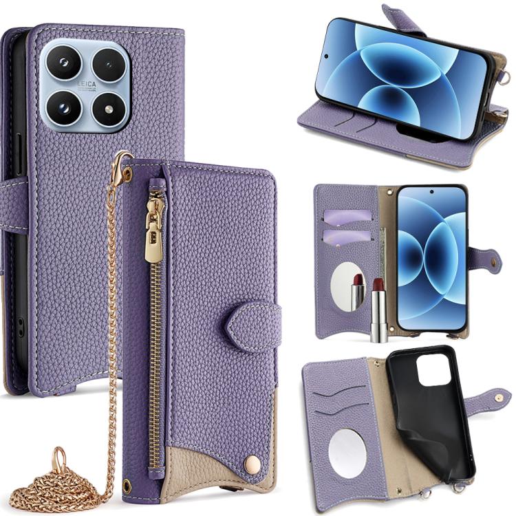 Crossbody Chain Fishtail Litchi Leather Phone Case, For Xiaomi 17 Pro Max, For Xiaomi 17 Pro, For Xiaomi 17, For Xiaomi Civi 5 Pro, For Xiaomi 15 Ultra, For Xiaomi 14