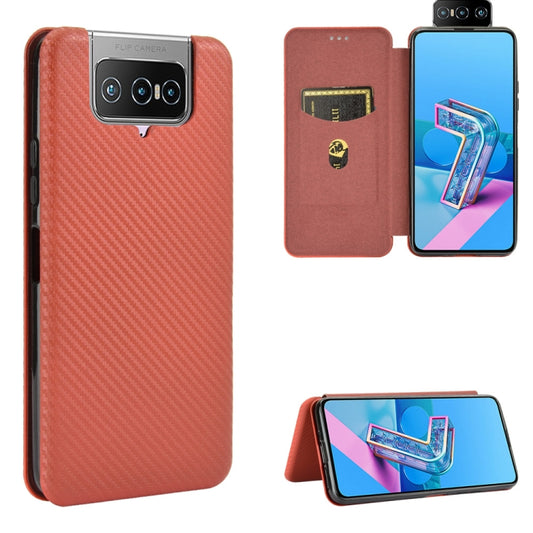 Carbon Fiber Texture Magnetic Horizontal Flip TPU + PC + PU Leather Case with Card Slot, For Asus Zenfone 7 ZS670KS / ZenFone 7 Pro ZS671KS