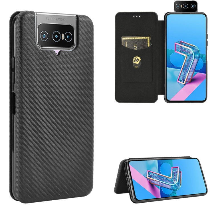 Carbon Fiber Texture Magnetic Horizontal Flip TPU + PC + PU Leather Case with Card Slot, For Asus Zenfone 7 ZS670KS / ZenFone 7 Pro ZS671KS
