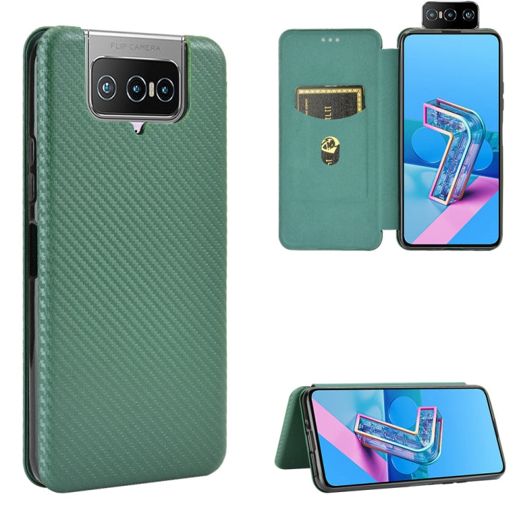 Carbon Fiber Texture Magnetic Horizontal Flip TPU + PC + PU Leather Case with Card Slot, For Asus Zenfone 7 ZS670KS / ZenFone 7 Pro ZS671KS