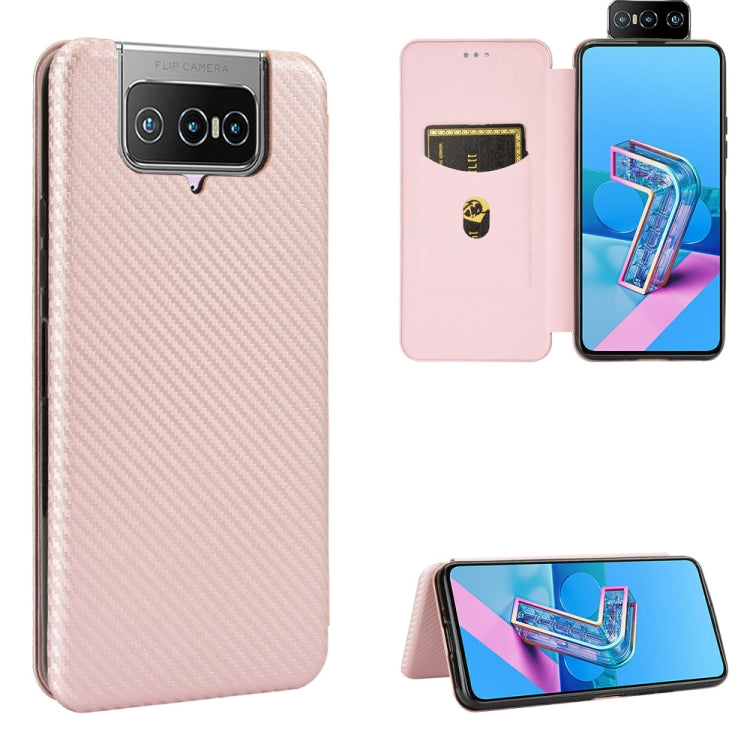 Carbon Fiber Texture Magnetic Horizontal Flip TPU + PC + PU Leather Case with Card Slot, For Asus Zenfone 7 ZS670KS / ZenFone 7 Pro ZS671KS