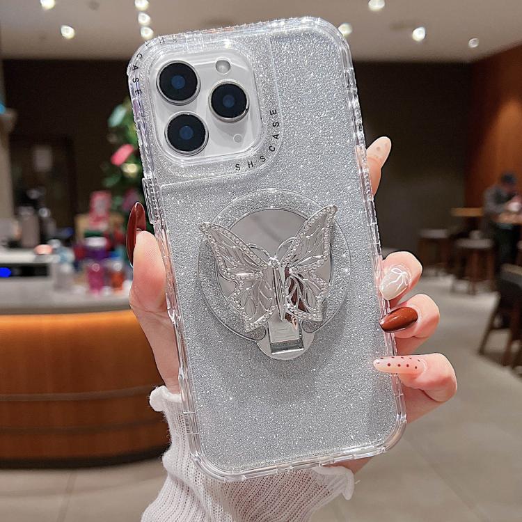 Mirror Butterfly Holder Glitterr MagSafe Phone Case, For iPhone 11 Pro Max, For iPhone 11