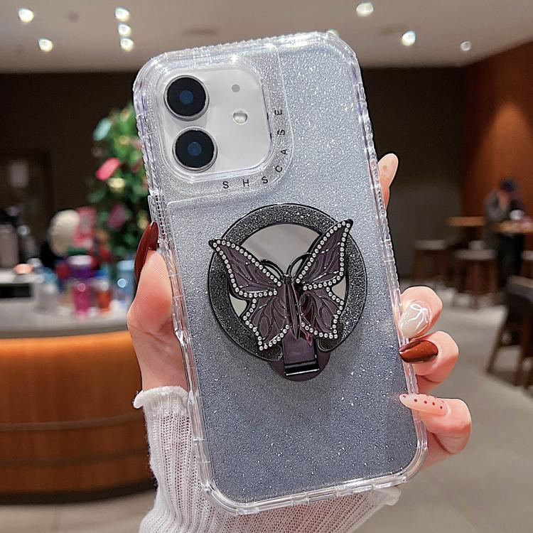 Mirror Butterfly Holder Glitterr MagSafe Phone Case, For iPhone 11 Pro Max, For iPhone 11