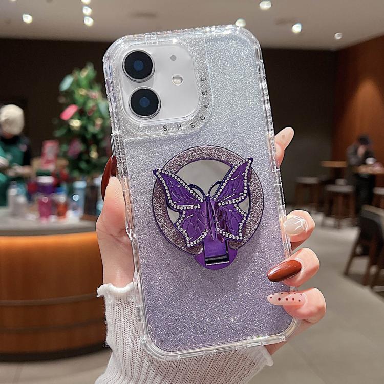 Mirror Butterfly Holder Glitterr MagSafe Phone Case, For iPhone 11 Pro Max, For iPhone 11