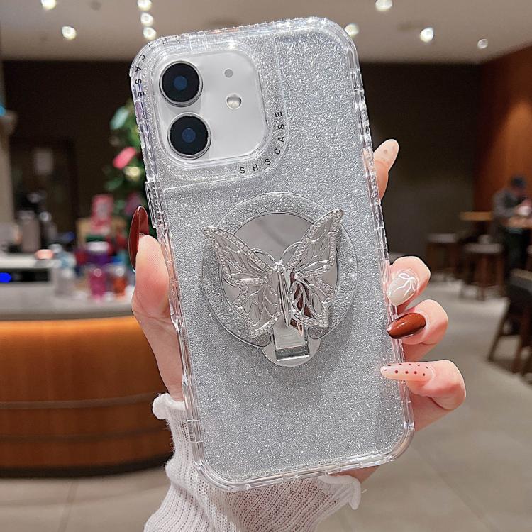 Mirror Butterfly Holder Glitterr MagSafe Phone Case, For iPhone 11 Pro Max, For iPhone 11