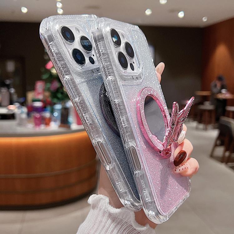 Mirror Butterfly Holder Glitterr MagSafe Phone Case, For iPhone 11 Pro Max, For iPhone 11