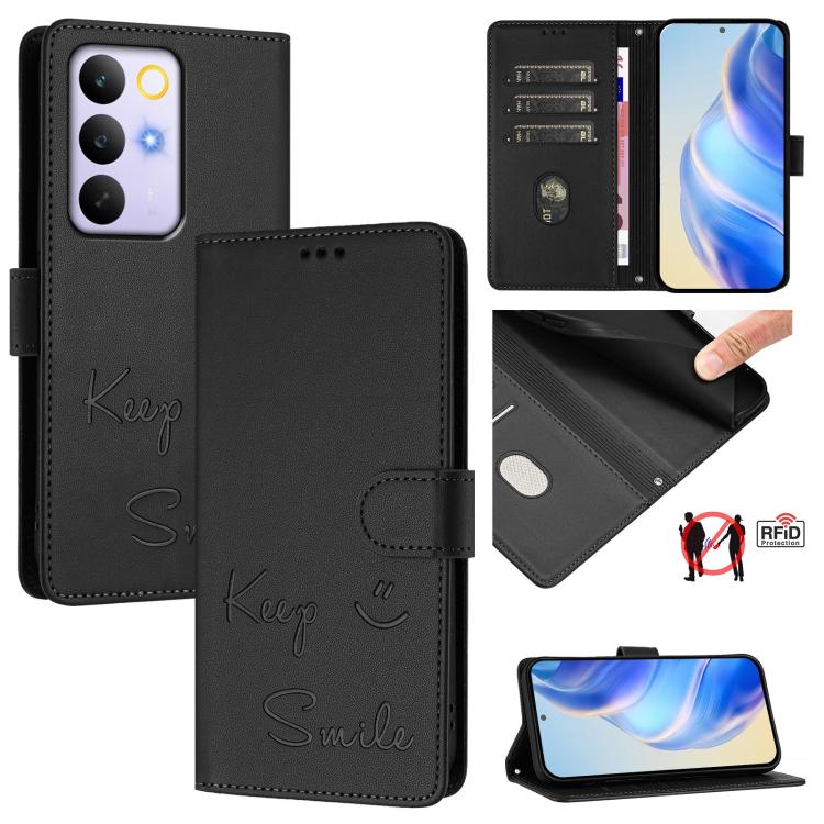 Smile Embossing RFID Leather Phone Case, For Realme 16 Pro 5G Global, For Realme C71 4G India / Note 70 4G, For Realme C85 5G / 15x 5G India, For Realme P4 Pro 5G, For Realme P4 5G, For Realme 15T 5G Global, For Realme 15 / 15 Pro 5G Global            ...