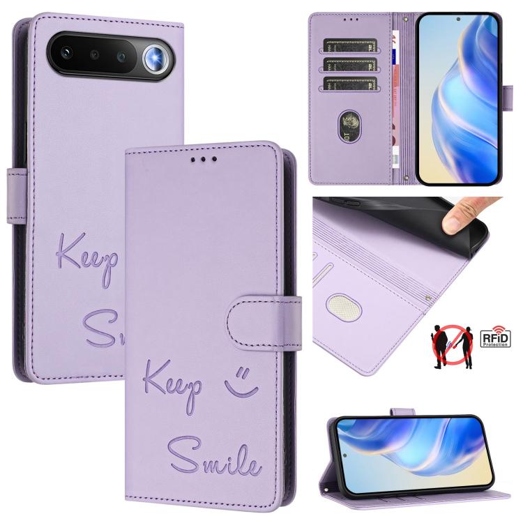 Smile Embossing RFID Leather Phone Case, For Realme P4x 5G / OnePlus Nord CE6 Lite, For Realme 16T 5G Global, For Realme C100 5G, For Realme P4 Power 5G, For Realme Note 80 4G Global, For Realme C83 5G India, For Realme 16 5G Global                    ...