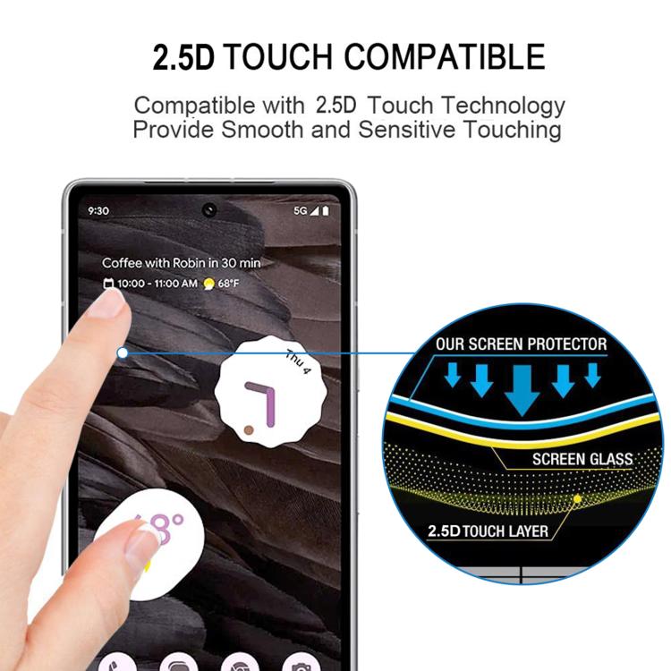 Silk Printing High Aluminum Full Screen Tempered Glass Film, For Google Pixel 7a