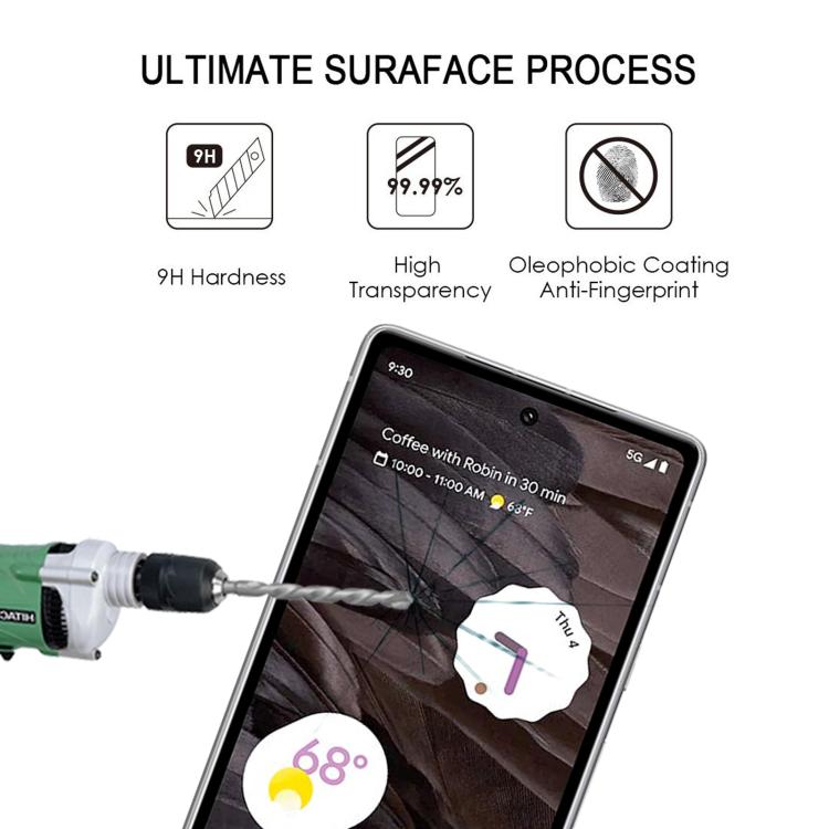Silk Printing High Aluminum Full Screen Tempered Glass Film, For Google Pixel 7a