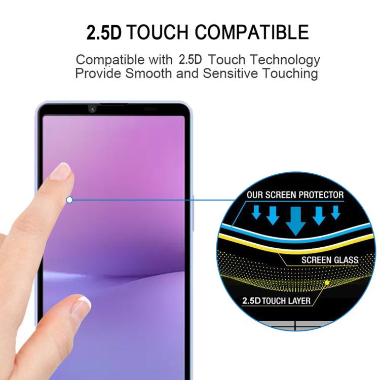 Silk Printing High Aluminum Full Screen Tempered Glass Film, For Sony Xperia 10 V / 10 VI, For Sony Xperia 5 V, For Sony Xperia 1 V, For Sony Xperia 5 IV, For Sony Xperia 1 IV, For Sony Xperia 10 IV, For Sony Xperia 5 III, For Sony Xperia 10 III       ...