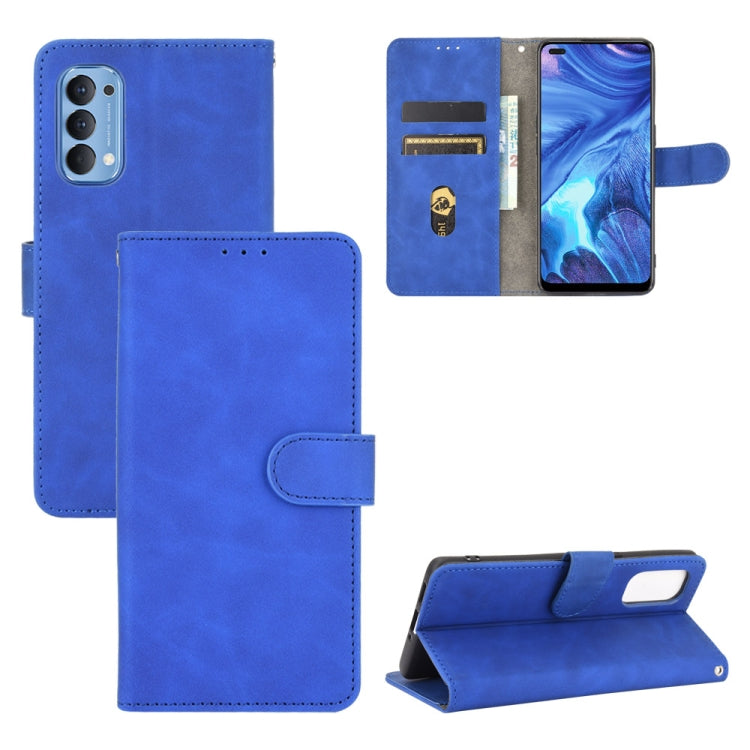 Solid Color Skin Feel Magnetic Buckle Horizontal Flip Calf Texture PU Leather Case with Holder & Card Slots & Wallet, For OPPO Reno4 4G, For OPPO Reno4 5G