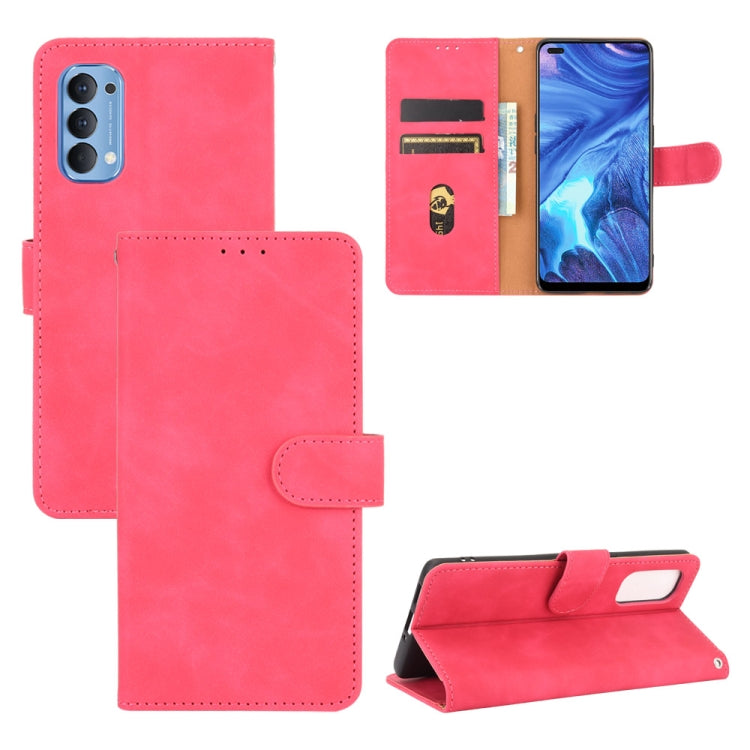 Solid Color Skin Feel Magnetic Buckle Horizontal Flip Calf Texture PU Leather Case with Holder & Card Slots & Wallet, For OPPO Reno4 4G, For OPPO Reno4 5G
