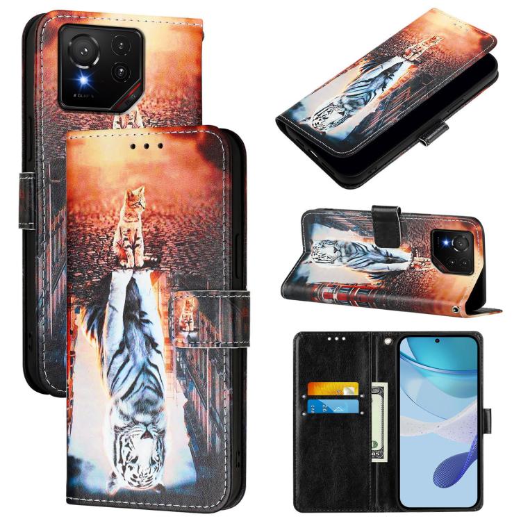 Colored Drawing Pattern Plain Weave Leather Phone Case, For Asus ROG Phone 9 / 9 Pro