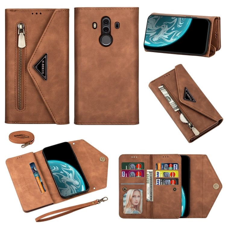 Skin Feel Zipper Horizontal Flip Leather Case with Holder & Card Slots & Photo Frame & Lanyard & Long Rope, For Huawei Mate 10 Lite, For Huawei Mate 10 Pro, For Huawei Mate 20, For Huawei P20, For Huawei P20 Pro, For Huawei P30, For Huawei P30 Lite    ...