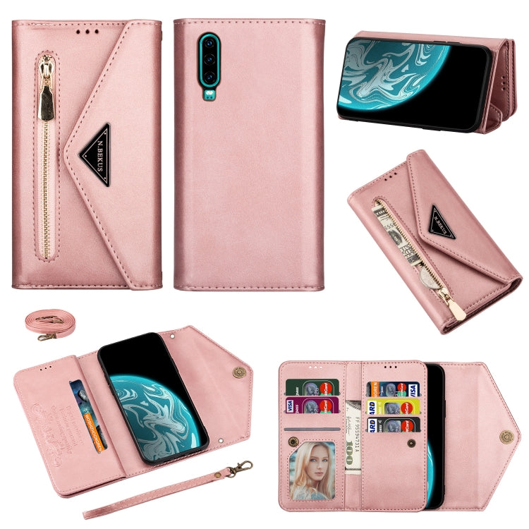 Skin Feel Zipper Horizontal Flip Leather Case with Holder & Card Slots & Photo Frame & Lanyard & Long Rope, For Huawei Mate 10 Lite, For Huawei Mate 10 Pro, For Huawei Mate 20, For Huawei P20, For Huawei P20 Pro, For Huawei P30, For Huawei P30 Lite    ...
