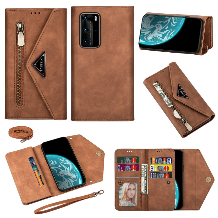 Skin Feel Zipper Horizontal Flip Leather Case with Holder & Card Slots & Photo Frame & Lanyard & Long Rope, For Huawei P40 Lite, For Huawei P40 Pro, For Huawei Y6 (2019), For Huawei P20 Lite, For Huawei Mate 20 Lite / Maimang 7