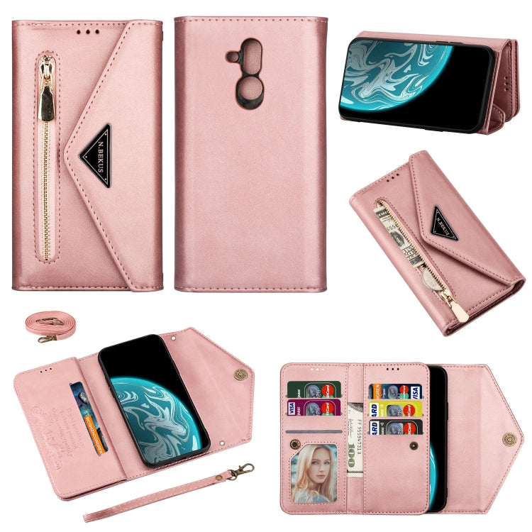 Skin Feel Zipper Horizontal Flip Leather Case with Holder & Card Slots & Photo Frame & Lanyard & Long Rope, For Huawei P40 Lite, For Huawei P40 Pro, For Huawei Y6 (2019), For Huawei P20 Lite, For Huawei Mate 20 Lite / Maimang 7