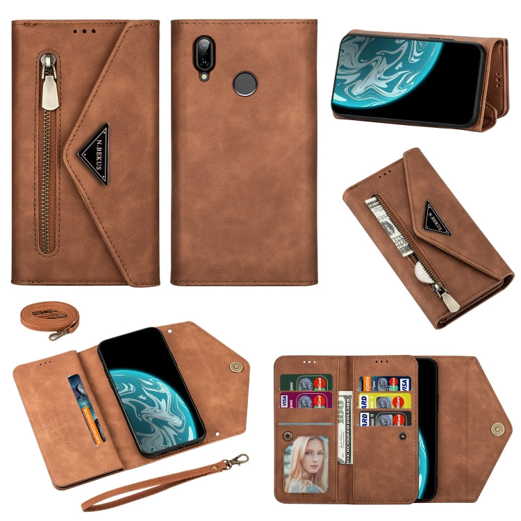Skin Feel Zipper Horizontal Flip Leather Case with Holder & Card Slots & Photo Frame & Lanyard & Long Rope, For Huawei P40 Lite, For Huawei P40 Pro, For Huawei Y6 (2019), For Huawei P20 Lite, For Huawei Mate 20 Lite / Maimang 7