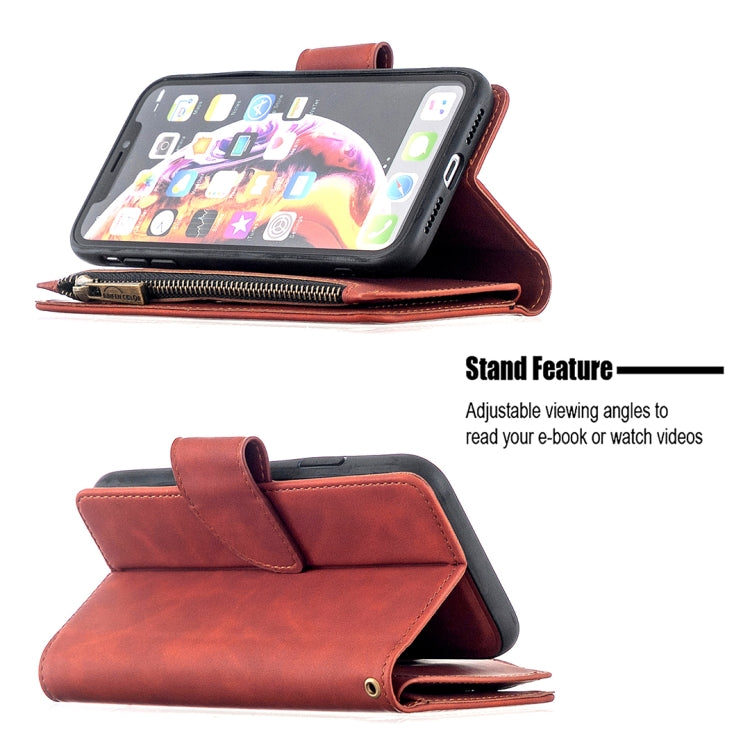 Skin Feel Detachable Magnetic Zipper Horizontal Flip PU Leather Case with Multi-Card Slots & Holder & Wallet & Photo Frame & Lanyard, For iPhone XR, For iPhone 8 Plus, For iPhone 11, For Xiaomi Redmi 9, For Xiaomi Redmi Note 9