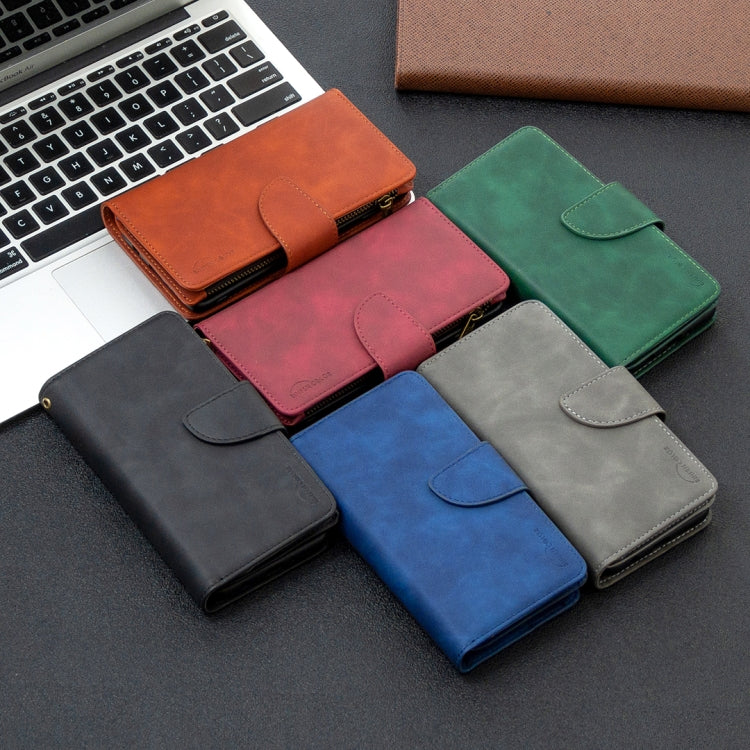 Skin Feel Detachable Magnetic Zipper Horizontal Flip PU Leather Case with Multi-Card Slots & Holder & Wallet & Photo Frame & Lanyard, For iPhone XR, For iPhone 8 Plus, For iPhone 11, For Xiaomi Redmi 9, For Xiaomi Redmi Note 9