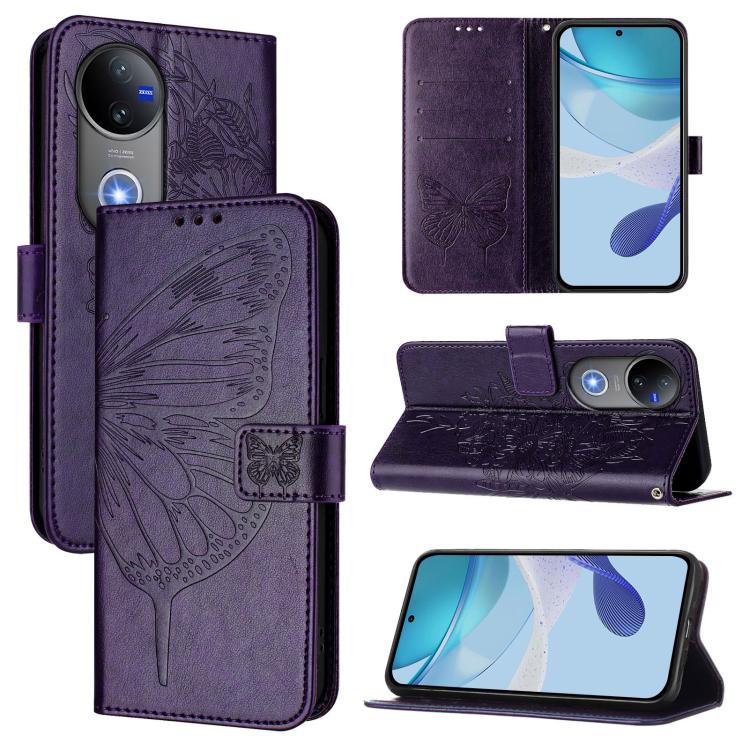 Embossed Butterfly Leather Phone Case, For vivo V50 Global