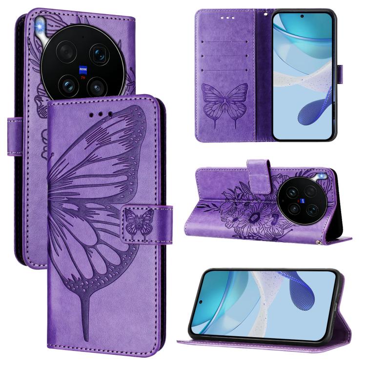 Embossed Butterfly Leather Phone Case, For vivo X300 FE 5G Russia / 5G Zeiss, For vivo X300s 5G, For vivo V70 FE 5G, For vivo Y21 5G 2026 Global / Y05 4G, For vivo X300 Ultra 5G, For vivo X300 Pro