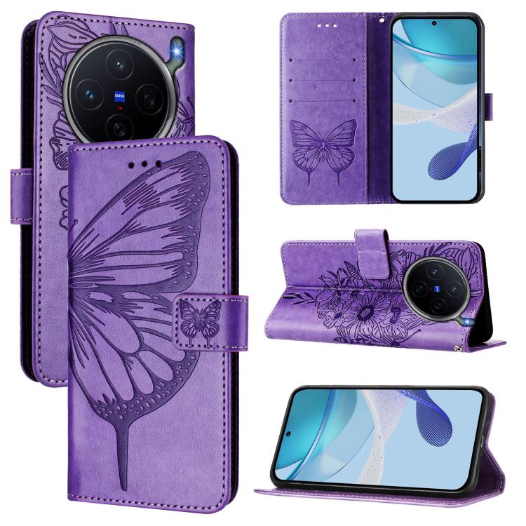Embossed Butterfly Leather Phone Case, For vivo X300 FE 5G Russia / 5G Zeiss, For vivo X300s 5G, For vivo V70 FE 5G, For vivo Y21 5G 2026 Global / Y05 4G, For vivo X300 Ultra 5G, For vivo X300 Pro