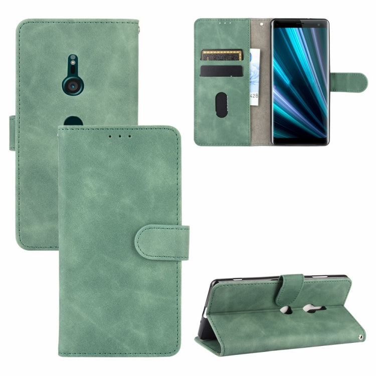 Solid Color Skin Feel Magnetic Buckle Horizontal Flip Calf Texture PU Leather Case with Holder & Card Slots & Wallet, For Sony Xperia XZ3, For Sony Xperia 8 Lite