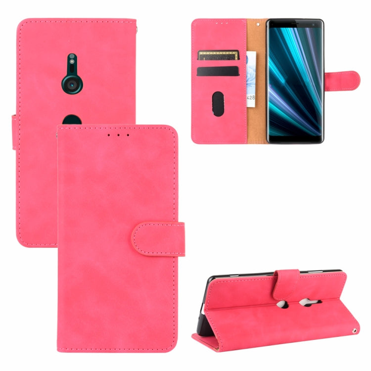 Solid Color Skin Feel Magnetic Buckle Horizontal Flip Calf Texture PU Leather Case with Holder & Card Slots & Wallet, For Sony Xperia XZ3, For Sony Xperia 8 Lite