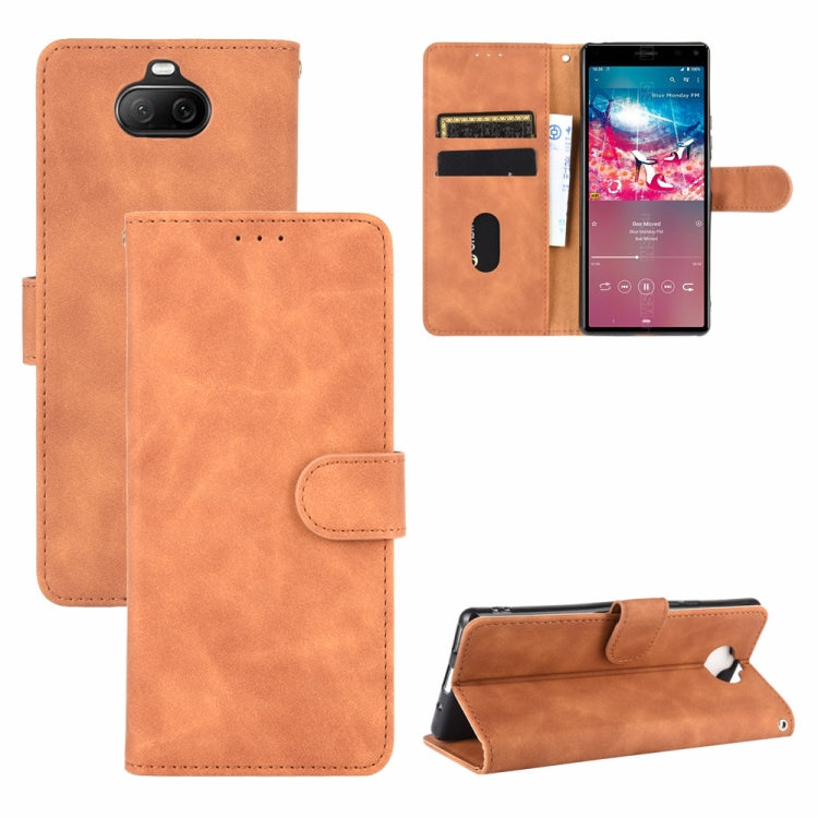 Solid Color Skin Feel Magnetic Buckle Horizontal Flip Calf Texture PU Leather Case with Holder & Card Slots & Wallet, For Sony Xperia XZ3, For Sony Xperia 8 Lite