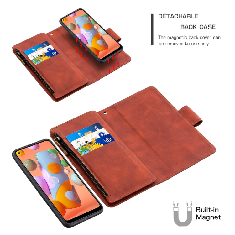 Skin Feel Detachable Magnetic Zipper Horizontal Flip PU Leather Case with Multi-Card Slots & Holder & Wallet & Photo Frame & Lanyard, For Samsung Galaxy A11, For Samsung Galaxy A31, For Samsung Galaxy S10e, For Huawei P40, For Huawei Y5P, For Huawei Y6...