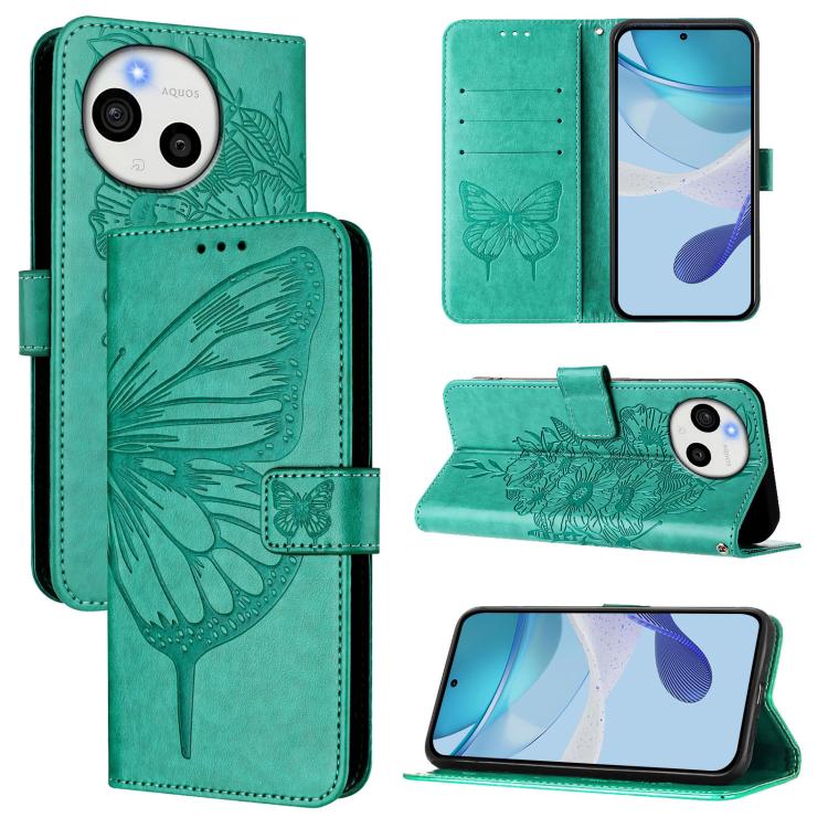 Embossed Butterfly Leather Phone Case, For Sharp Aquos wish6, For Sharp Aquos R11, For Sharp Aquos sense10, For Sharp Basio Active3, For Sharp Aquos sense8 SHG11 / SH-54D, For Sharp Aquos Wish3