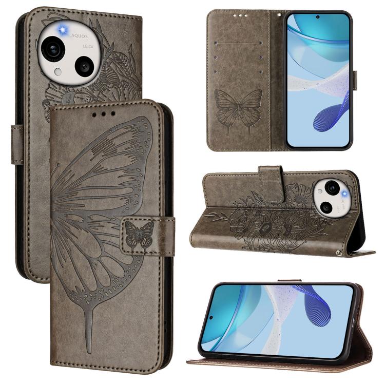 Embossed Butterfly Leather Phone Case, For Sharp Aquos wish6, For Sharp Aquos R11, For Sharp Aquos sense10, For Sharp Basio Active3, For Sharp Aquos sense8 SHG11 / SH-54D, For Sharp Aquos Wish3