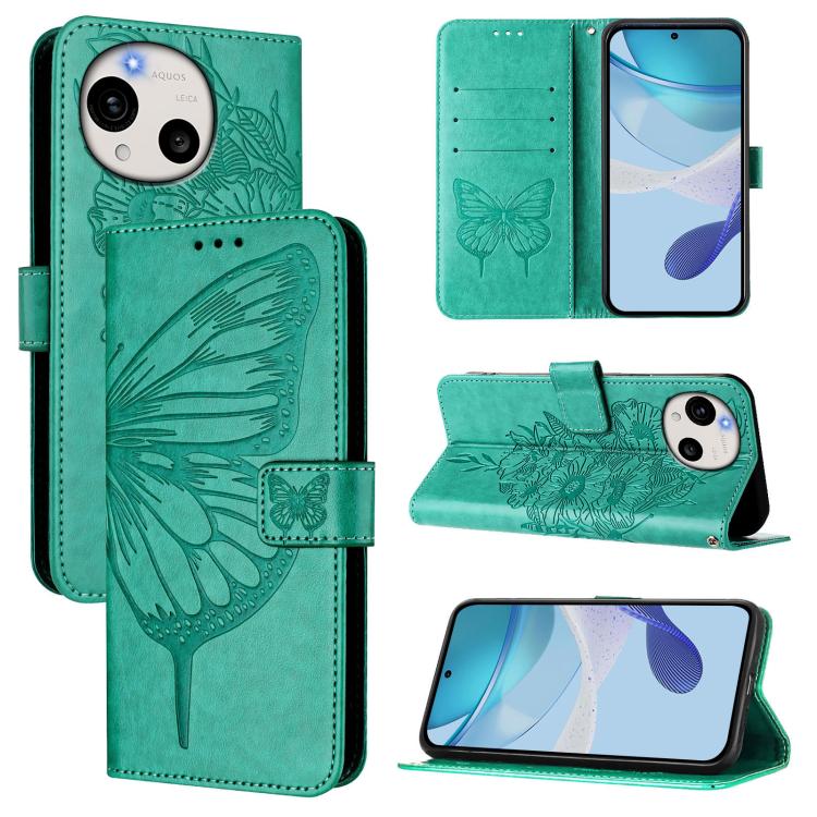 Embossed Butterfly Leather Phone Case, For Sharp Aquos wish6, For Sharp Aquos R11, For Sharp Aquos sense10, For Sharp Basio Active3, For Sharp Aquos sense8 SHG11 / SH-54D, For Sharp Aquos Wish3