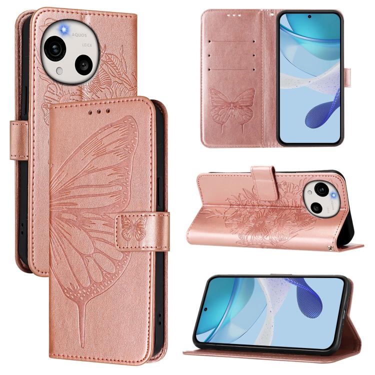 Embossed Butterfly Leather Phone Case, For Sharp Aquos wish6, For Sharp Aquos R11, For Sharp Aquos sense10, For Sharp Basio Active3, For Sharp Aquos sense8 SHG11 / SH-54D, For Sharp Aquos Wish3