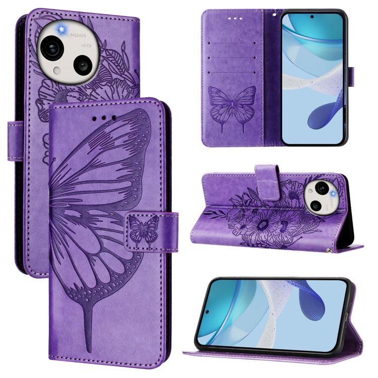 Embossed Butterfly Leather Phone Case, For Sharp Aquos wish6, For Sharp Aquos R11, For Sharp Aquos sense10, For Sharp Basio Active3, For Sharp Aquos sense8 SHG11 / SH-54D, For Sharp Aquos Wish3