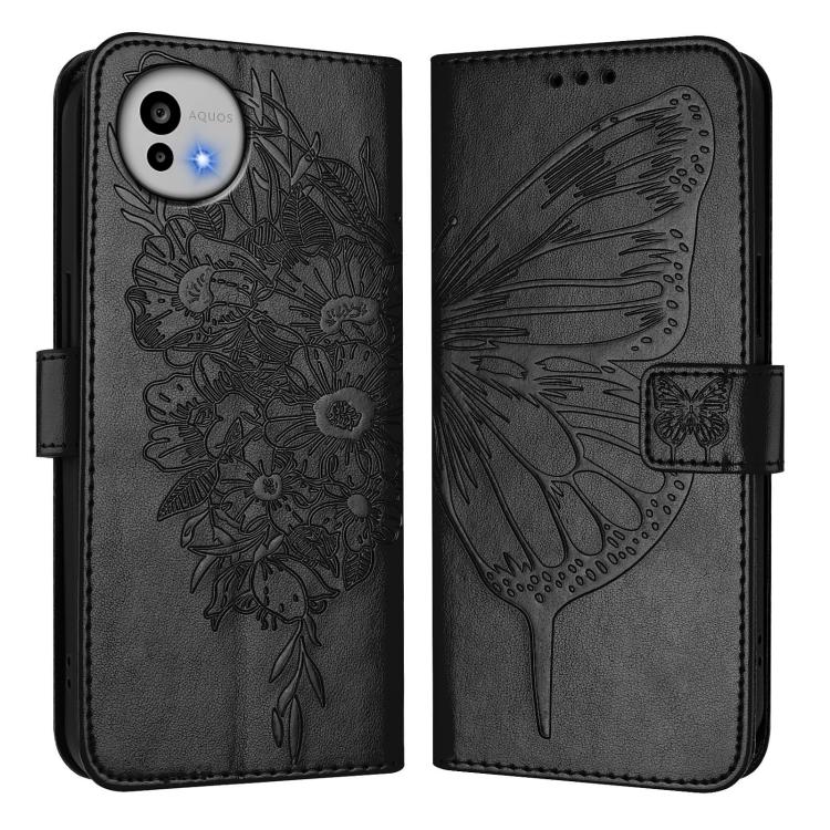 Embossed Butterfly Leather Phone Case, For Sharp Aquos wish6, For Sharp Aquos R11, For Sharp Aquos sense10, For Sharp Basio Active3, For Sharp Aquos sense8 SHG11 / SH-54D, For Sharp Aquos Wish3