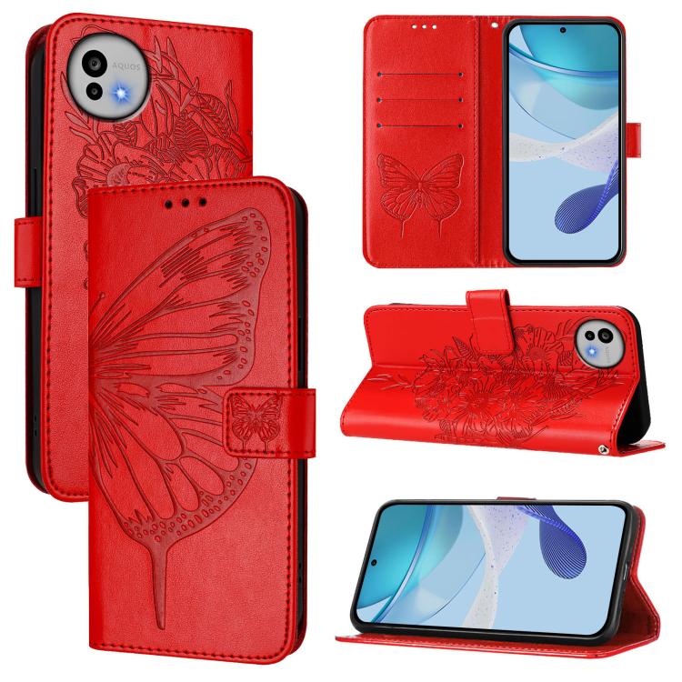 Embossed Butterfly Leather Phone Case, For Sharp Aquos wish6, For Sharp Aquos R11, For Sharp Aquos sense10, For Sharp Basio Active3, For Sharp Aquos sense8 SHG11 / SH-54D, For Sharp Aquos Wish3