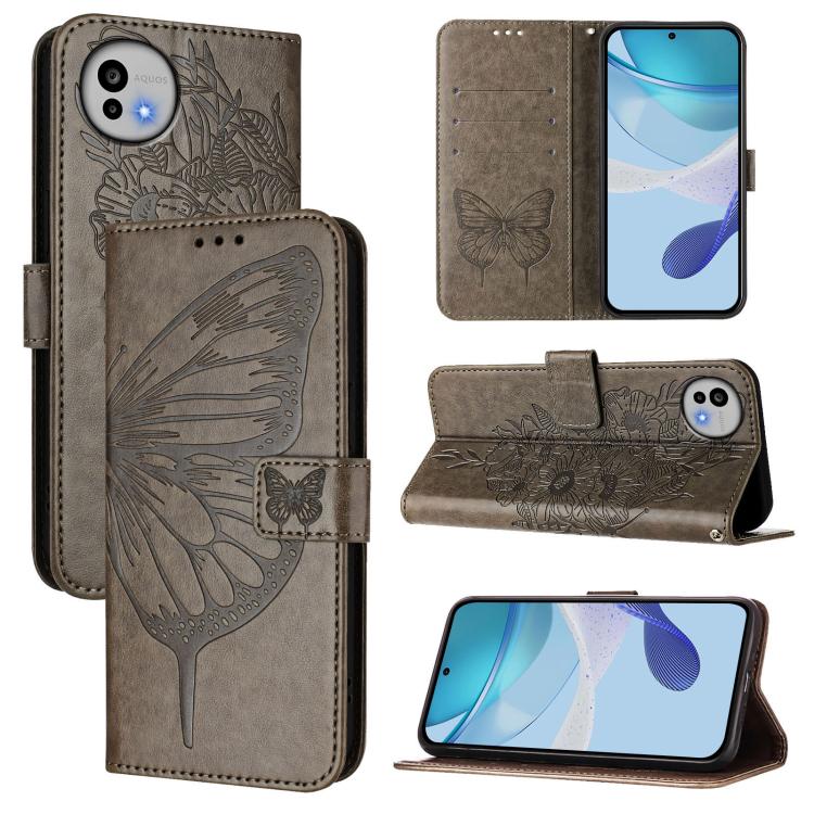 Embossed Butterfly Leather Phone Case, For Sharp Aquos wish6, For Sharp Aquos R11, For Sharp Aquos sense10, For Sharp Basio Active3, For Sharp Aquos sense8 SHG11 / SH-54D, For Sharp Aquos Wish3