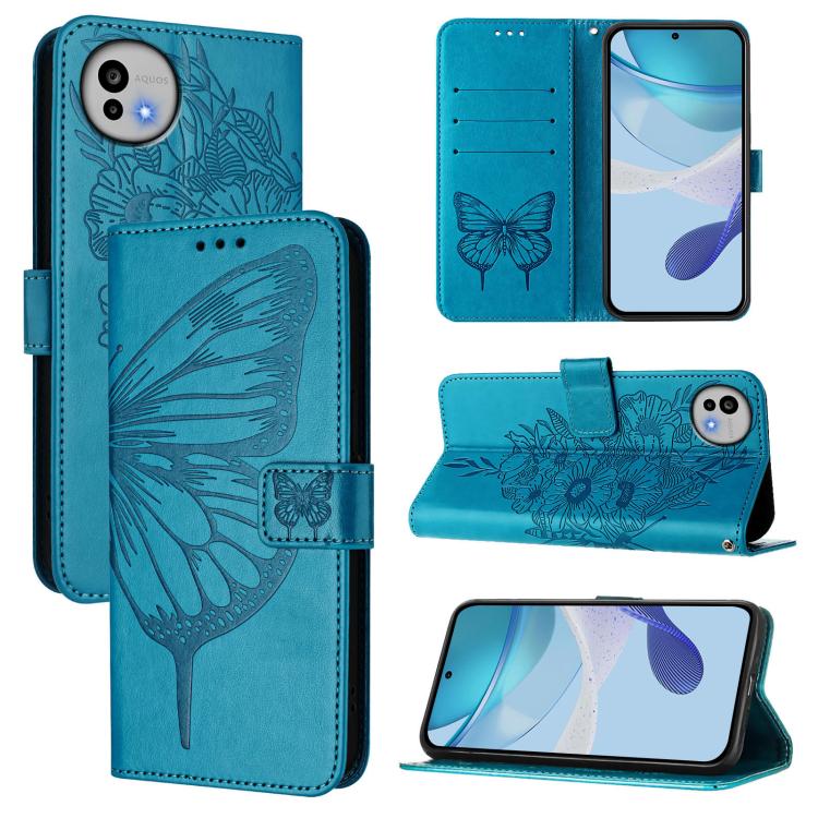 Embossed Butterfly Leather Phone Case, For Sharp Aquos wish6, For Sharp Aquos R11, For Sharp Aquos sense10, For Sharp Basio Active3, For Sharp Aquos sense8 SHG11 / SH-54D, For Sharp Aquos Wish3