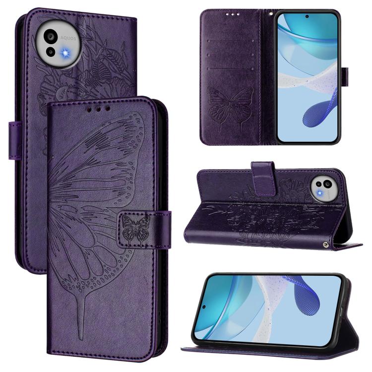 Embossed Butterfly Leather Phone Case, For Sharp Aquos wish6, For Sharp Aquos R11, For Sharp Aquos sense10, For Sharp Basio Active3, For Sharp Aquos sense8 SHG11 / SH-54D, For Sharp Aquos Wish3