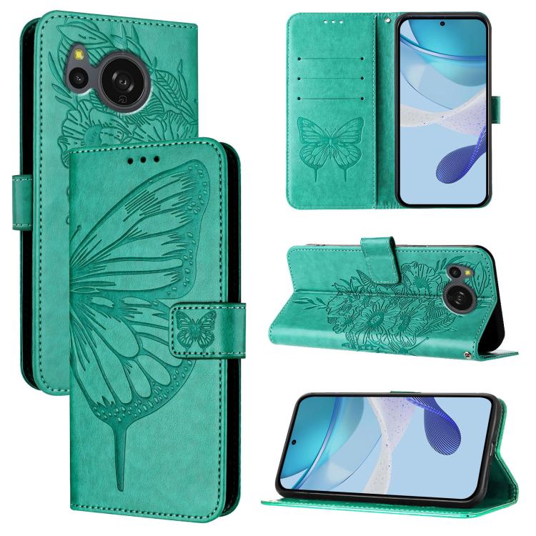 Embossed Butterfly Leather Phone Case, For Sharp Aquos wish6, For Sharp Aquos R11, For Sharp Aquos sense10, For Sharp Basio Active3, For Sharp Aquos sense8 SHG11 / SH-54D, For Sharp Aquos Wish3