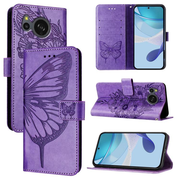 Embossed Butterfly Leather Phone Case, For Sharp Aquos wish6, For Sharp Aquos R11, For Sharp Aquos sense10, For Sharp Basio Active3, For Sharp Aquos sense8 SHG11 / SH-54D, For Sharp Aquos Wish3
