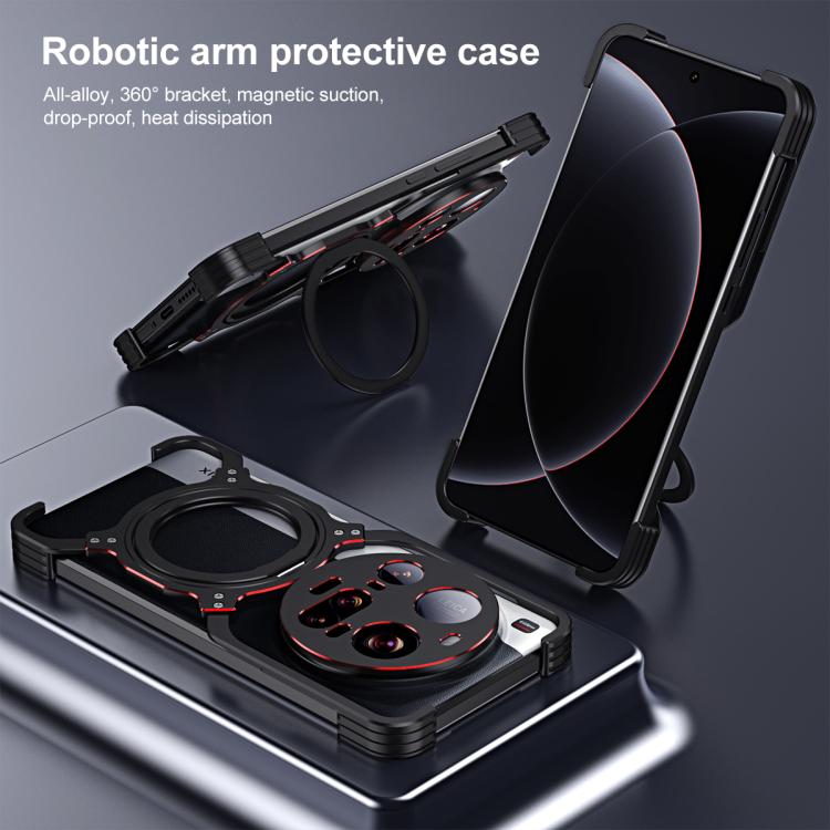 Mechanical Arm Borderless MagSafe Holder Metal Phone Case, For Xiaomi 17 Ultra, For Xiaomi 15 Ultra